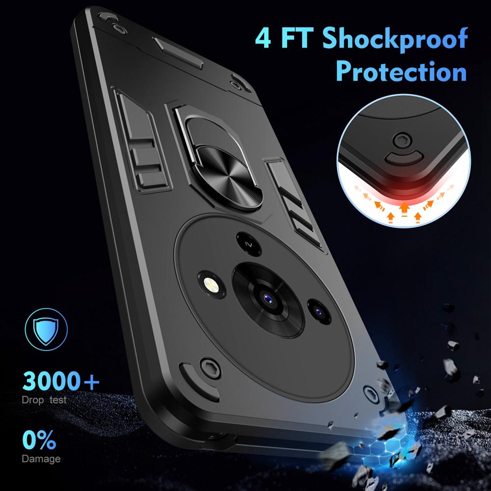 KEYSION Shockproof Armor Case for ZTE Blade A76 5G Soft Silicone+PC Metal Ring Stand Phone Back Cover for ZTE Blade A76 5G