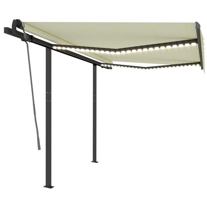 VidaXL Manual Retractable Awning with LED 3x2.5 M Cream 3070102
