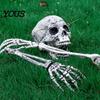 Spooky Lawn Stake Decorations Halloween Skull Garden Stakes, Skeleton Arms Prop with Ground Spikes, Realistic Hands Outdoor Decor for
