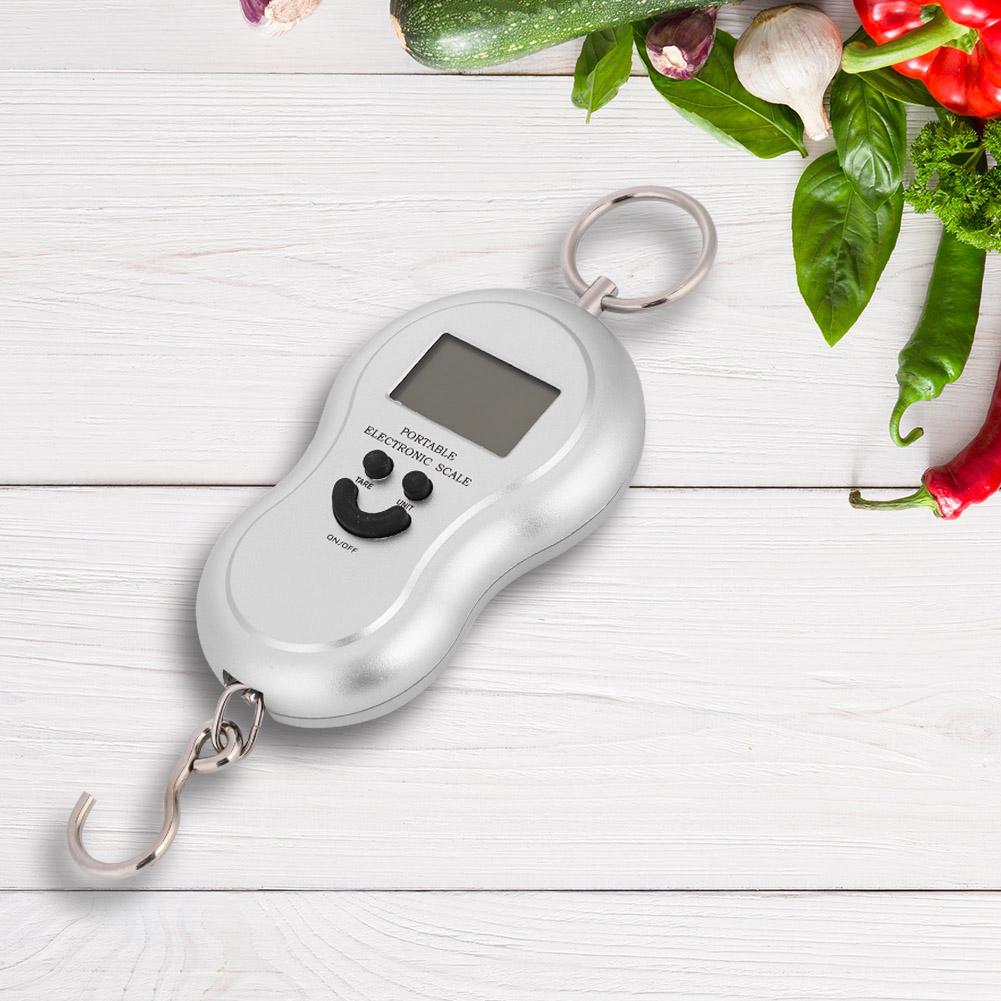 Portable Plastic Electric Digital Hanging Scale with Hook Tool for Fishing Luggage (Black)