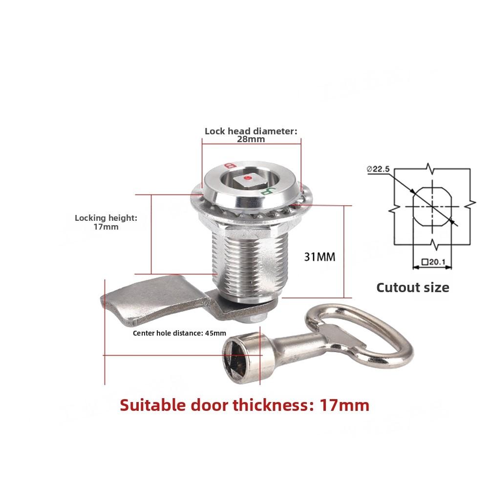 Electrical Distribution Box Lock Stainless Steel Telescopic Tension Cam Lock for Cabinet Doors with Key Silver Finish