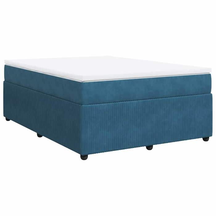 Maison Exclusive - Dark Blue Bed Slat Base and Mattress 140x200cm Velvet