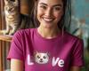 Kawaii Cat 'Love' T-Shirt: Unisex Japanese Style Tee