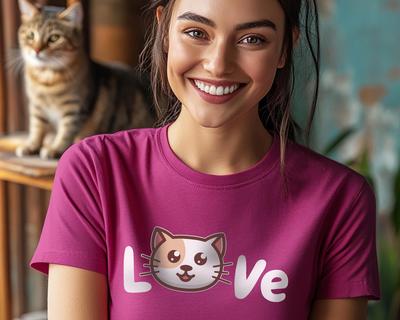 Kawaii Cat 'Love' T-Shirt: Unisex Japanese Style Tee