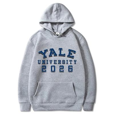 Yale University School Uniform for Autumn and Winter  Classic Solid Color Hoodie Daily Casual Fashion Long Sleeve Warm Hoodie