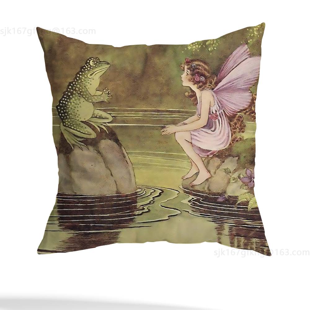 Vintage Frog Fairy pillow cover living room sofa cushion cover bedroom room bed pillow cover home decoration