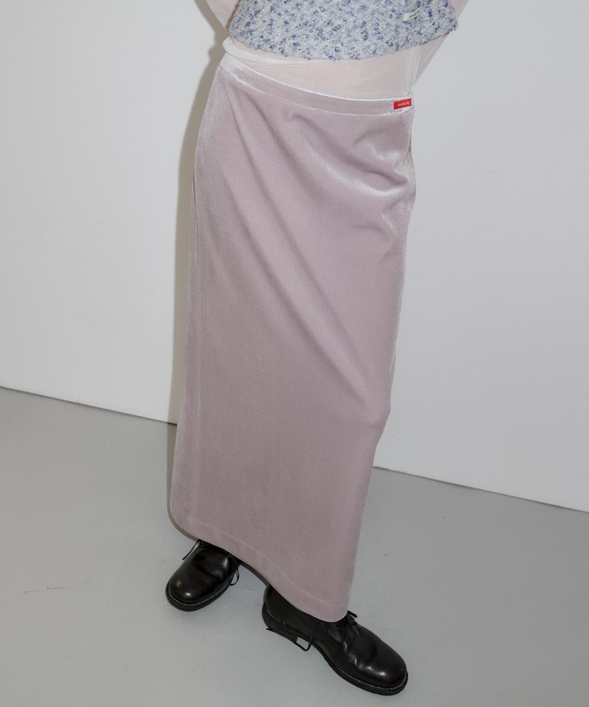 Obeodyupeulleeo Velvet Long Skirt_Silver