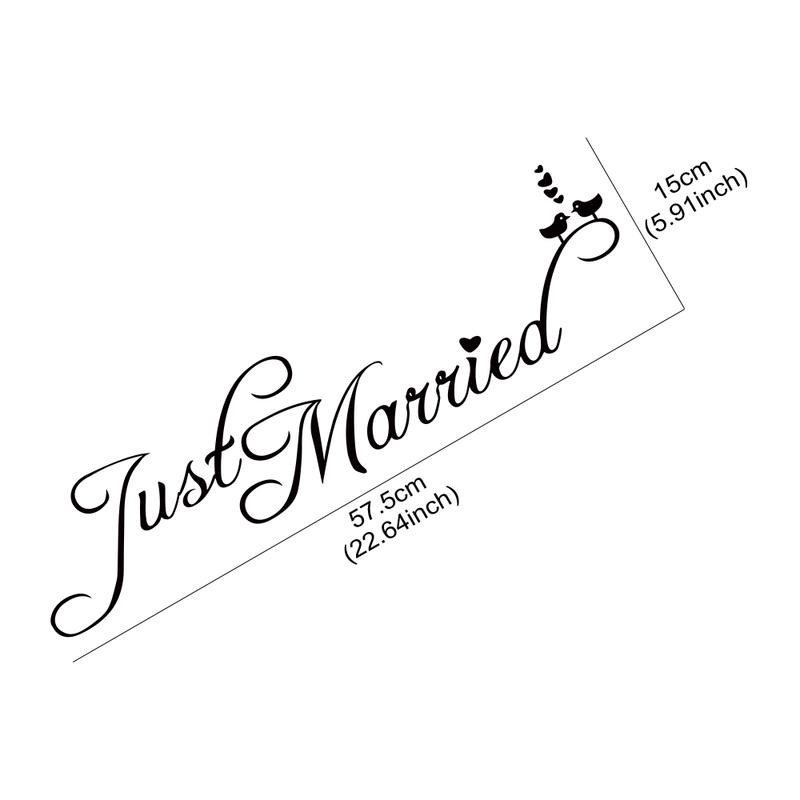 Just Married Wedding Slogan Banner Car Window Body Side Sticker Car Trunk Vinyl Decal Self-Adhesive Auto Decoration Accessories
