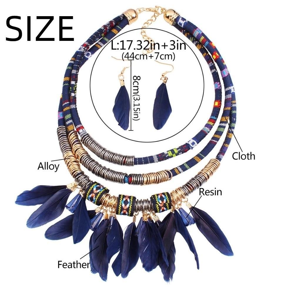 Fashion Bohemian Necklace Vintage Necklace Earrings Set Feather Tassel Necklace  Dating Accessories