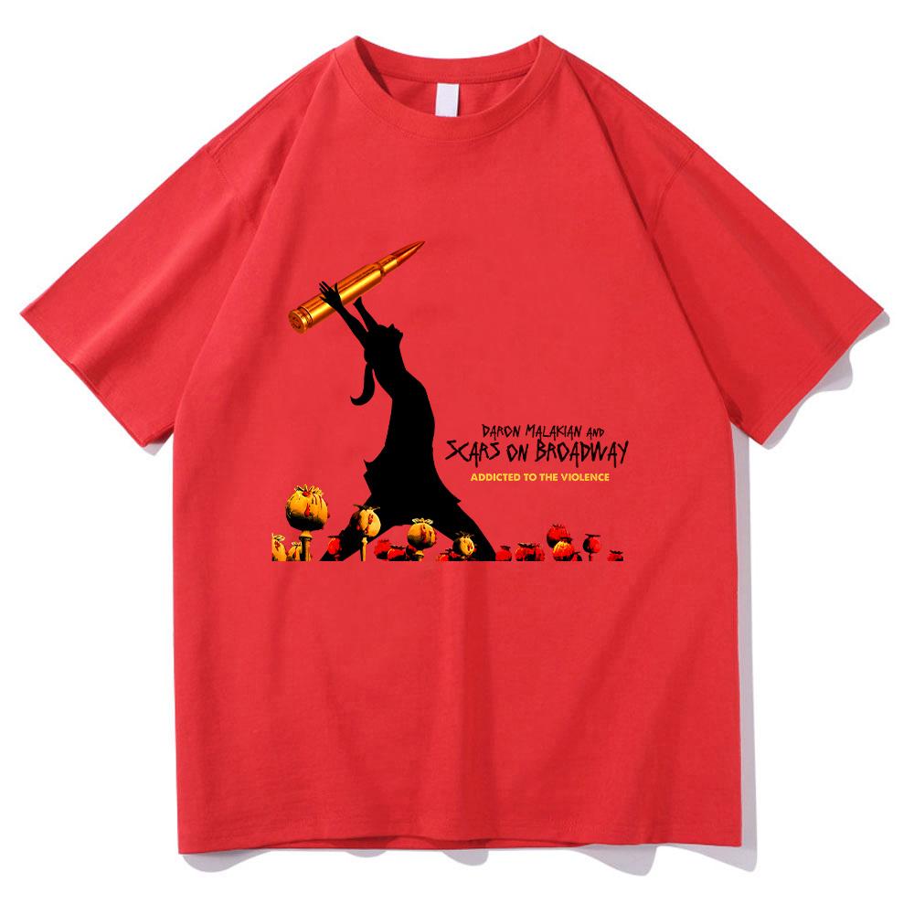 

System of A Down Зависимый от насилия Графические футболки Летняя хлопковая одежда Унисекс Футболка с коротким рукавом и круглым вырезом Свободный уличный стиль XXL красный