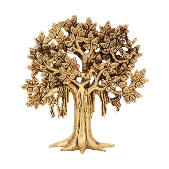 Pure Brass Tree Showpiece Trees of Life Home Decor Gift for Good Luck and Fengshui Best in Living Room Table Decoration with Antique Polish
