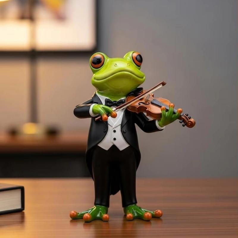 Instrument Frogs Figurines Frogs Statue Garden Decors Landscape Decors Animal Figurines Sculpture Table Centrepieces