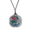 Retro 999 Sterling Silver Enamel Phoenix & Peony Pendant - Unisex Chinese Style Ornament
