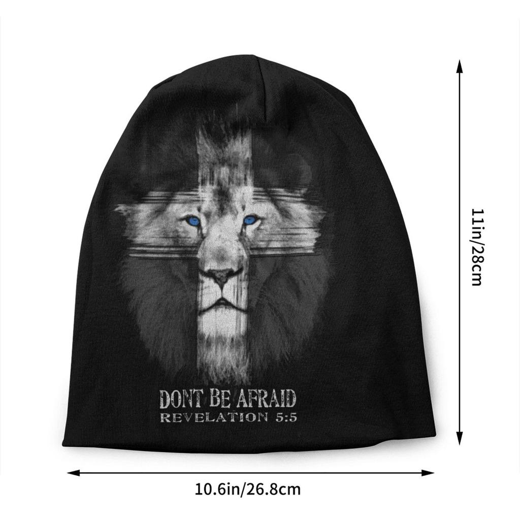 Custom Lion Of Judah Jesus Cross Beanie Cap Winter Bonnet Femme Knitted Hats Outdoor Ski Christian Faith Skullies Beanies Hats