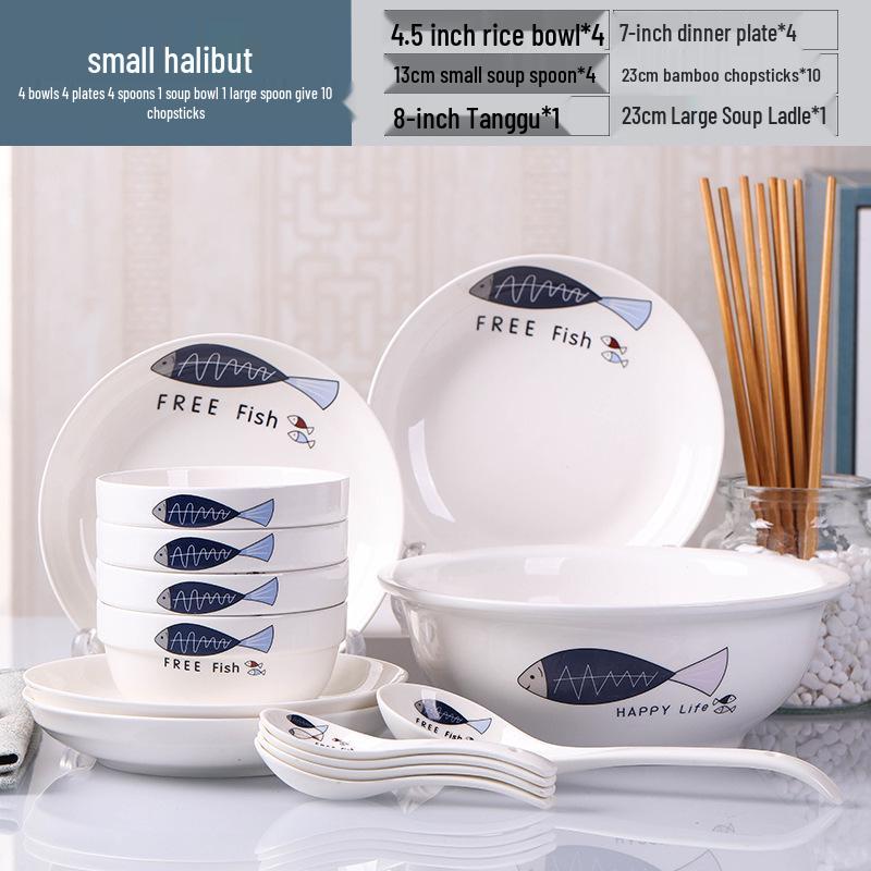 2026 Stylish 8-Piece Dinnerware Set: Plates, Bowls & Chopsticks for Student Dorms