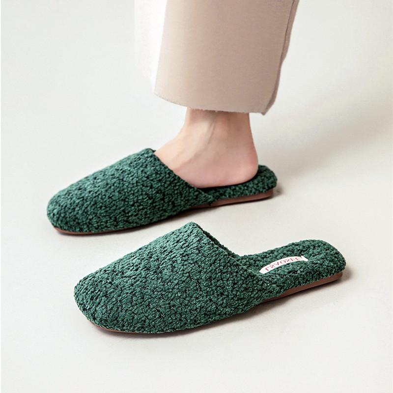Fashion High Quality Comfort Furry Couple Slippers Short Plush Warm House Slippers Light Non-slip Autumn Winter Home Shoes for Women