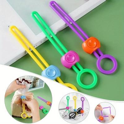 6pcs Silicone Food Bag Sealing Strap Freshness Sealing Clip Adjustable Clips Sealer Portable Data Cable Storage Kitchen Gadgets