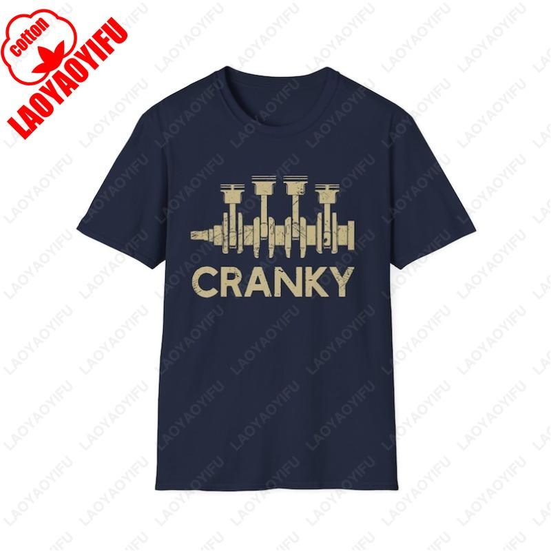 Cranky Car Engine Crankshaft Men Tshirt Funny Cars Lover Shirt Engine Guy Tees Mechanics Cotton Shirts Fathers Day Gifts Tops S