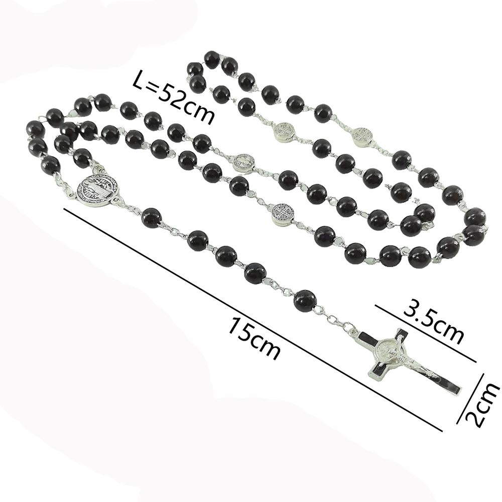 Fashion Handmade Necklace Ladies Imitation Vintage Style Zircon Rosary Beads With Cross Pendant Zircon