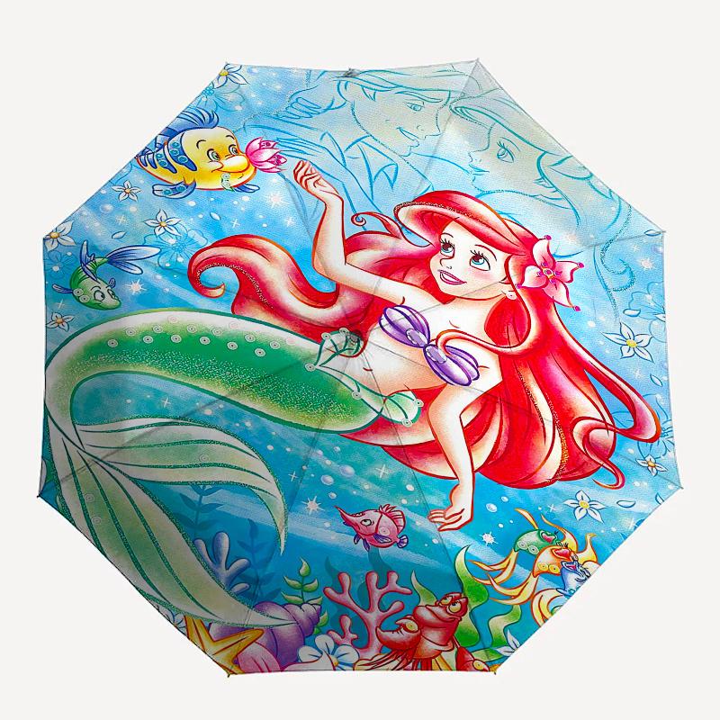 Mermaid,Ocean Themed Automatic Opening and Closing Folding Umbrella, Reinforced 8 Ribs, Compact Travel Design, Fashionable Folding Umbrella,