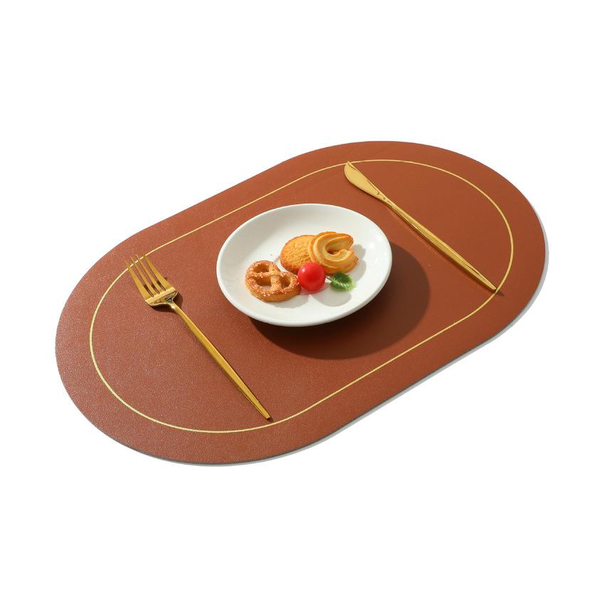 4PCS Leather Placemats Oval Double Sides 2 Colors Waterproof Nordic Modern Kitchen Decor for Home Dining Table Plates Cups Pads