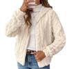 Women'S Plush Fleece Hooded Zip Up Jacket Casual Solid Color Polyester Coat Fall Winter Outerwear  Adult Knitwear