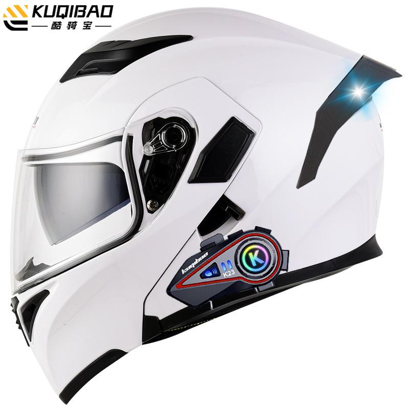 Kuqibao Dual Lens Open Face Helmet Motorcycle Bluetooth Helmet Dual Intercom Motorcycle Full Helmet Long Riding Range