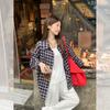 Korean retro plaid lazy style shirt long-sleeved women's autumn relaxation loose versatile and thin top