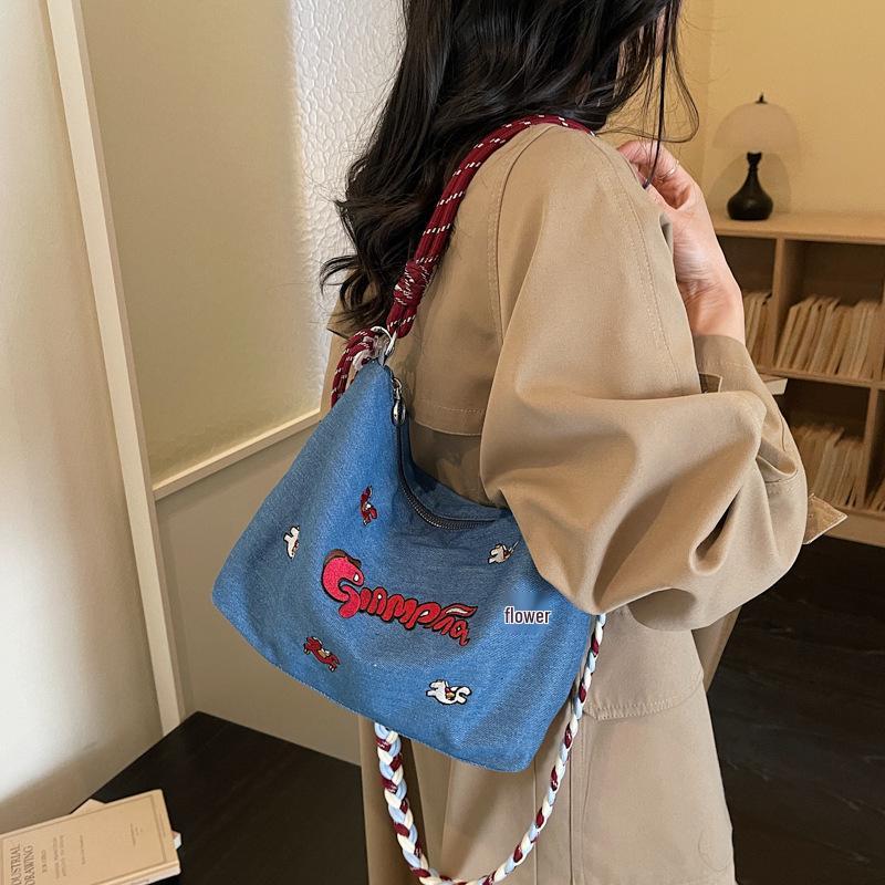 Spring Eco-friendly Japanese Embroidery Women's Versatile Shoulder & Crossbody Tote Bag
