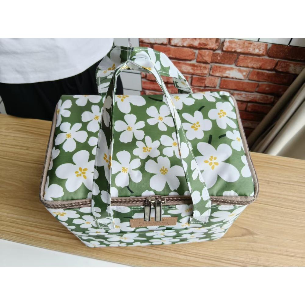 Oxford 4 Pockets Cooler Bag, Portable Handheld Insulated Lunch Bag, Outdoor Picnic Thermal Food Carrier