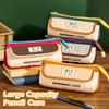 Color-blocking Pencil Case Multi-Layer Stationery Bag Portable Pen Bag  Gift