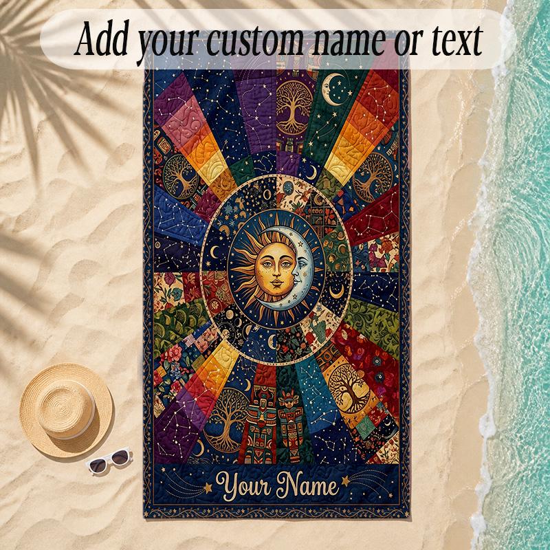 Cosmic Theme Soft Beach Towel Personalized Custom Name Text Towel Portable for Beach Pool Travel