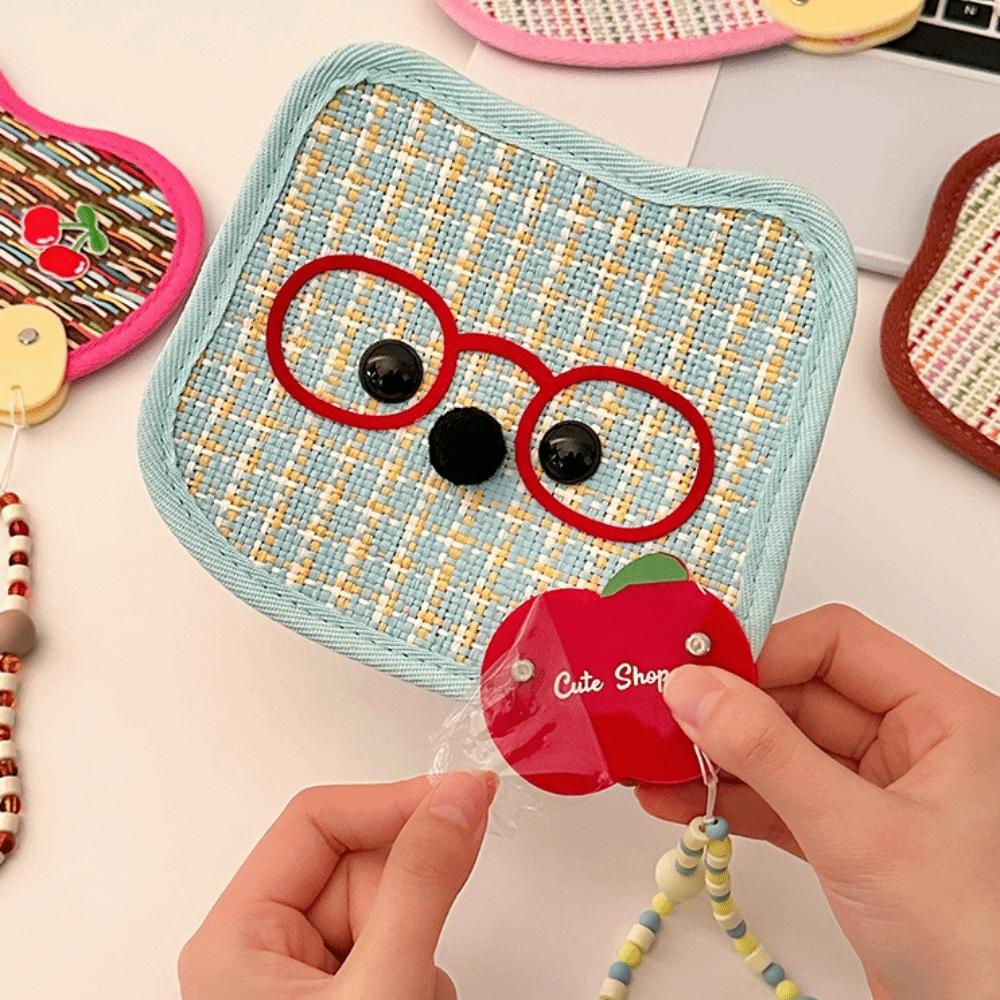 Dopamine Bright Color Animal Shaped Palm Fan Cartoon Animal Woven Handheld Fan Photo Prop