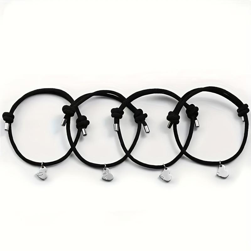 4 peças/conjunto Pulseira de trevo da sorte de liga masculina para bons amigos, família, combinação de 4 ímãs em forma de coração, pulseira de tecelagem criativa, presente de 20g