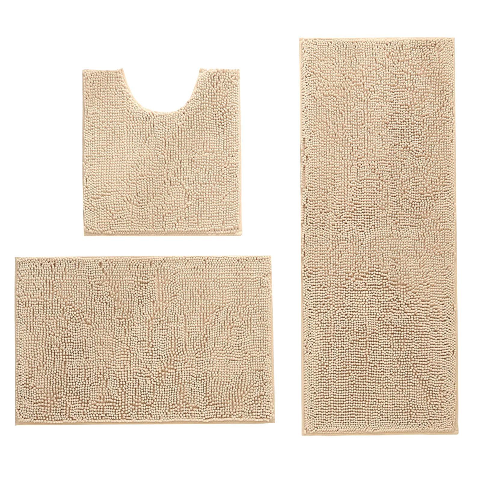 

Chenille Shaggy Bathroom Carpet Thickened Plush Bathroom Floor Mats Three Sets Of Entrance Doorway Foot Mat One Size хакі