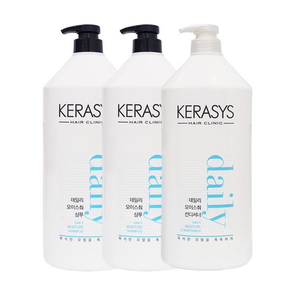 KERASYS Daily Moisture Shampoo 1500ml x2 + Rinse 1500ml (Large Capacity)