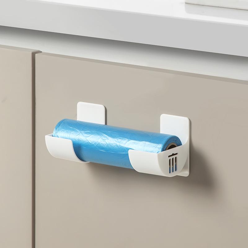 Adjustable Wall-Mounted Kitchen Trash Bag and Cling Film Rack