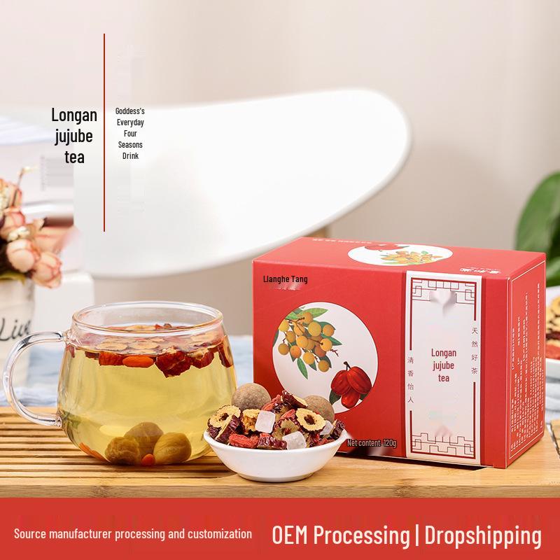 Longan Red Date Goji Berry Tea with Brown Sugar & Ginger - Vitality & Beauty Blend