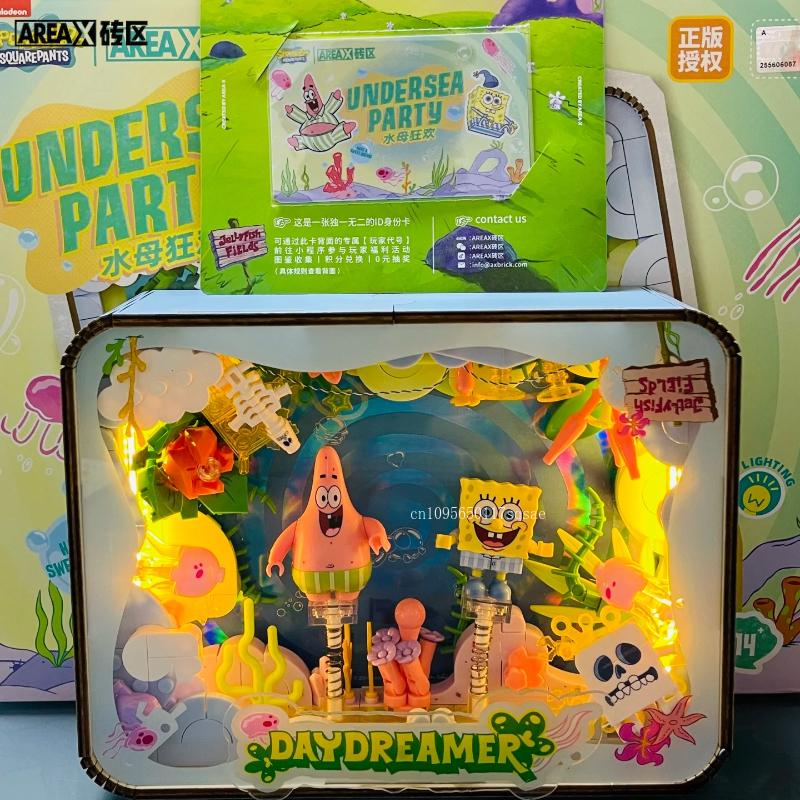 Areax Spongebob Squarepants Building Blocks Pie Star Photo Frame Trendy Toy Children'S Gift Assembly Model Building Blocks