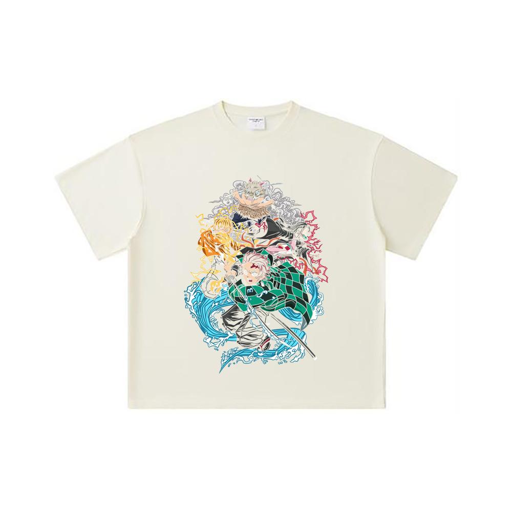 

Хлопковая футболка унисекс плотностью 260 г/м², двойная пряжа, 32 счет, 100% хлопок, с принтом Столпов из Demon Slayer V23 S абрикосовый