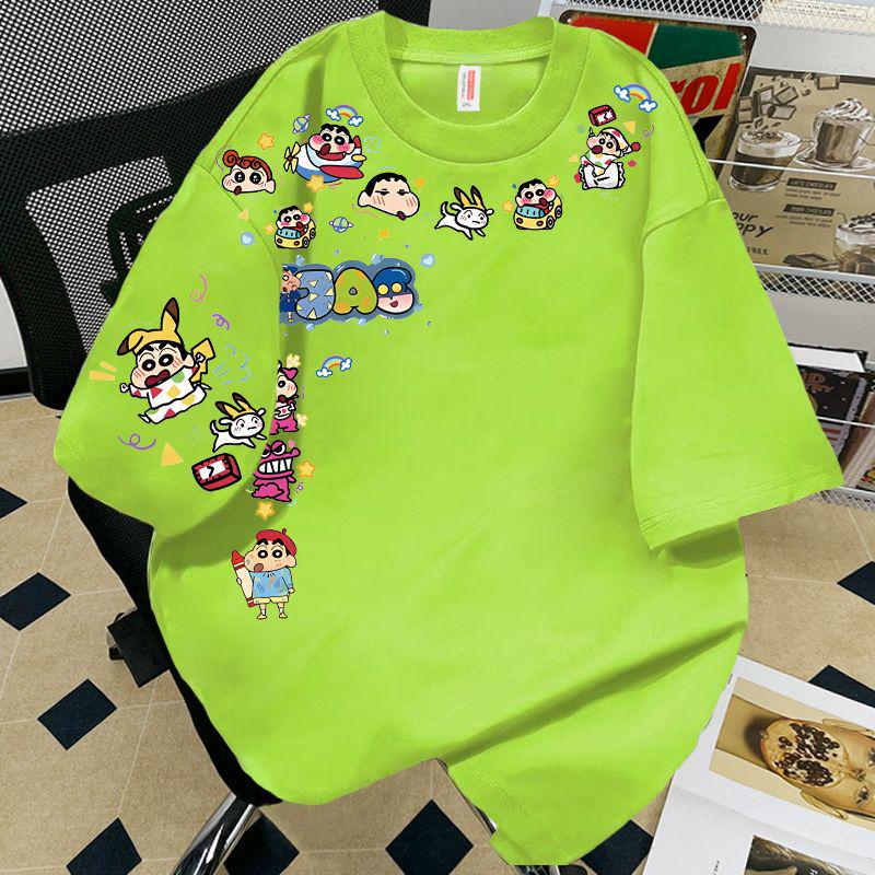 290g Unisex Summer Cartoon Shin-chan Short Sleeve T-shirt - Trendy High-end Couple Top