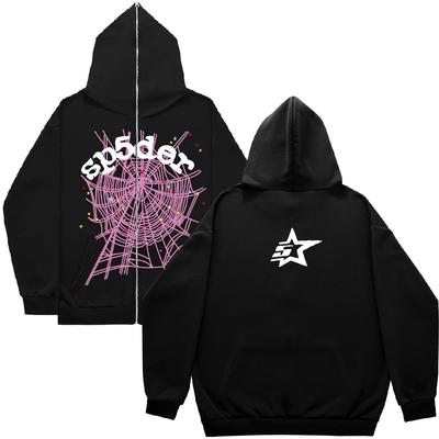 Sweat à capuche Harajuku zippé intégral motif araignée Y2k 2023 gothique sp5der surdimensionné streetwear