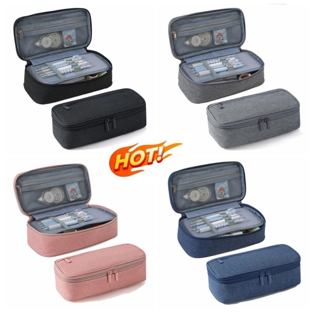 

with Mesh Storage Bag 2 Layer Pen Box New Stationery Supplies сірий