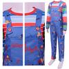 Chucky Season 2 Overalls Cosplay Costume Kids Halloween Jumpsuit Role Play Outfit Set with Striped Shirt