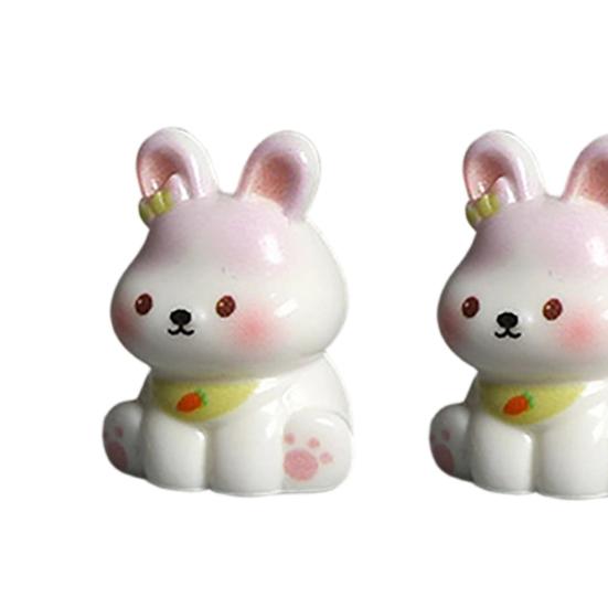 3 Pcs Miniature Resin Rabbit Easter Figurine, Cartoon Cute Tiny Bunny Animal Figures for Easter Egg Fillers, Fairy Garden, Dollhouse, Cake Topper