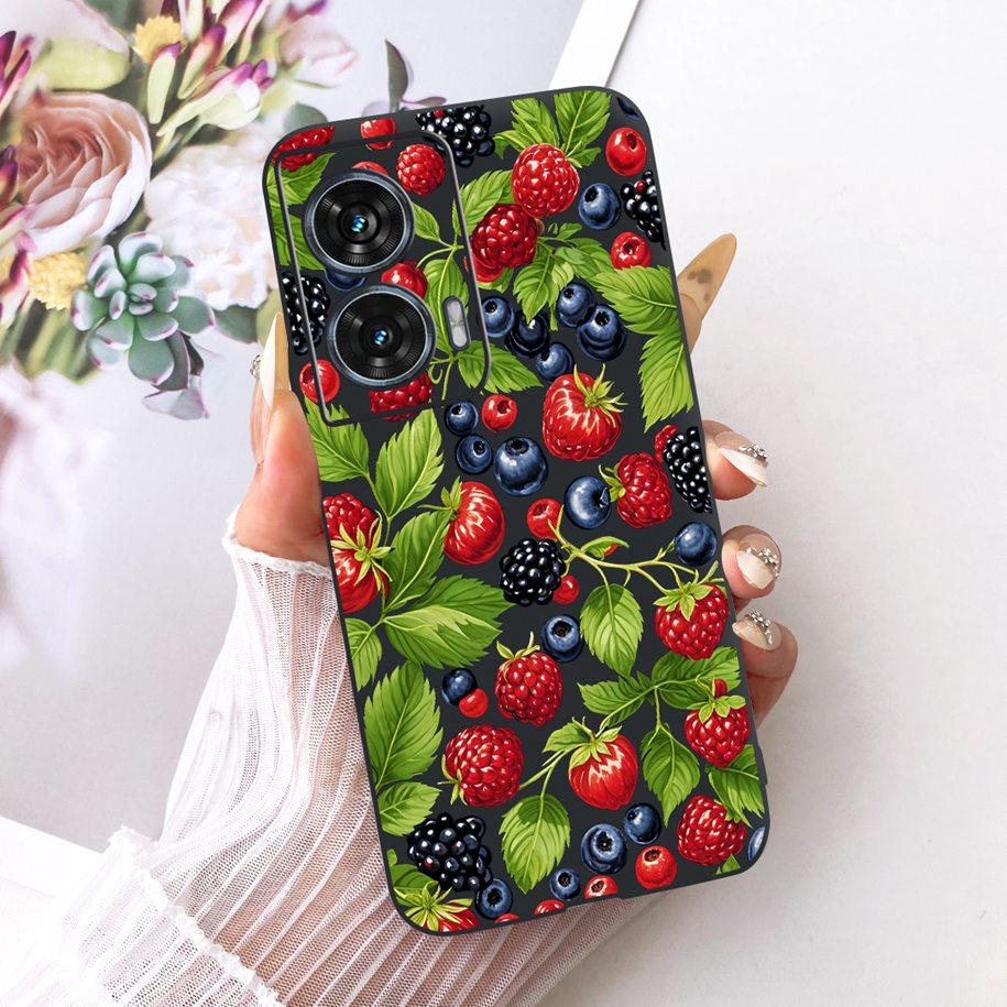 Hülle Für Motorola Edge 50 Fusion Cover XT2429-1 Beliebte Blume Weiche Schwarze Silikon Handyhüllen Für Motorola G96 5G MotoG96 Funda