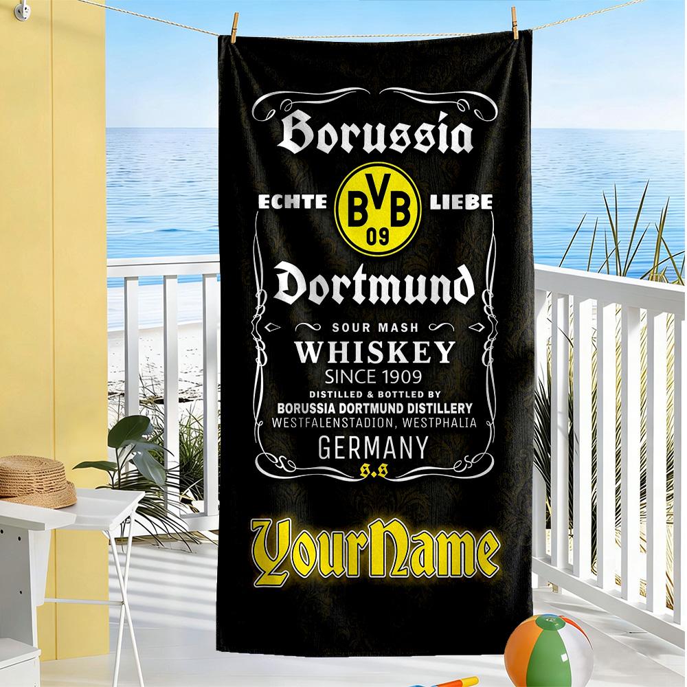 Borussia Dortmund Customizable Name Beach Towel Super Soft & Absorbent
