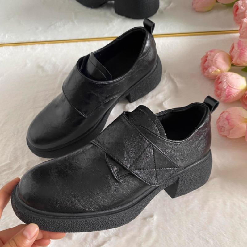 Soft Leather Loafers Women's Platform Shoes Small Leather Shoes Commuting High End Thick Heels Single Shoes Woman