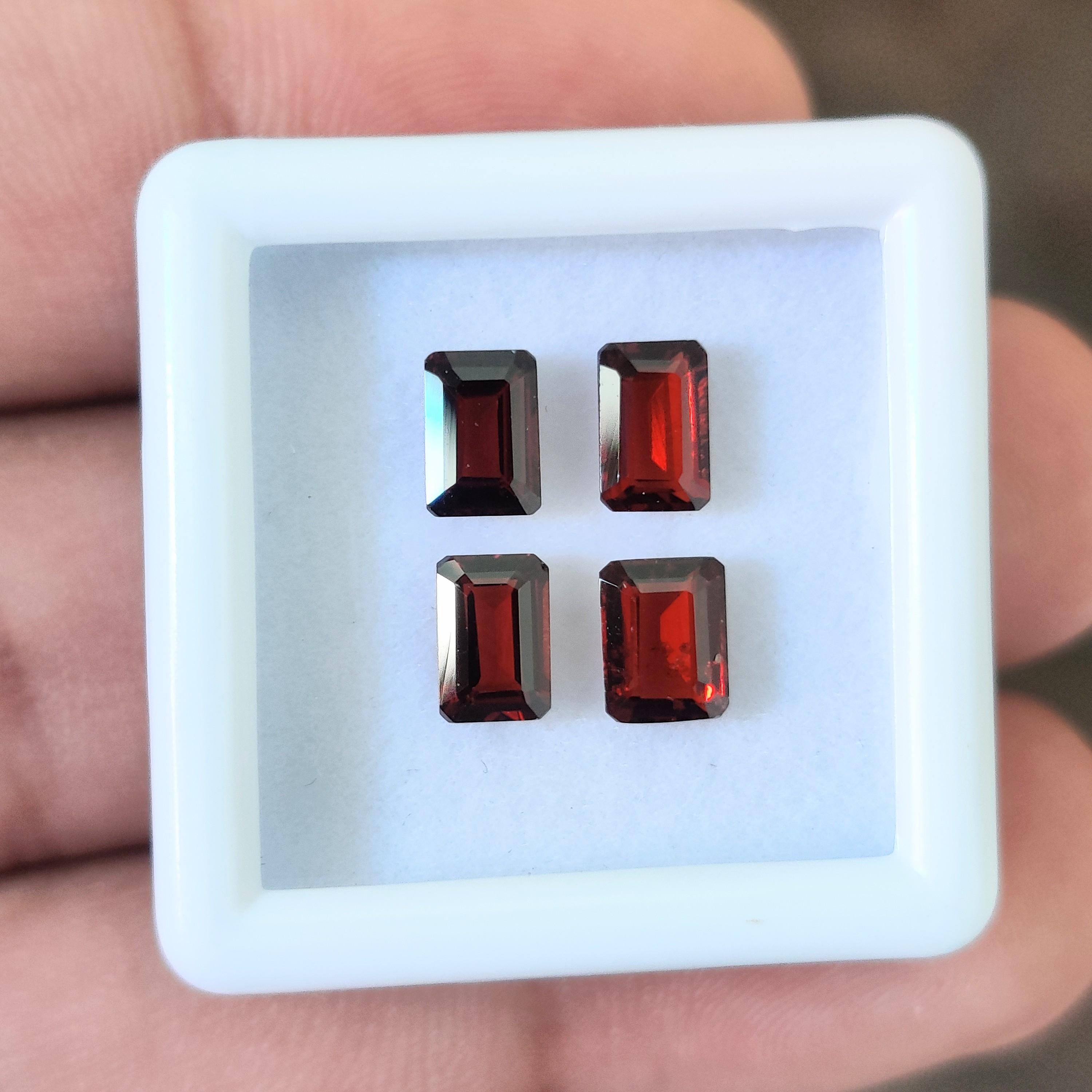 4 Pcs 6x4 mm Emerald Cut Natural Garnet Gemstone Lot, Healing Gemstones Lot. 4 Pcs 6x4 mm Garnet
