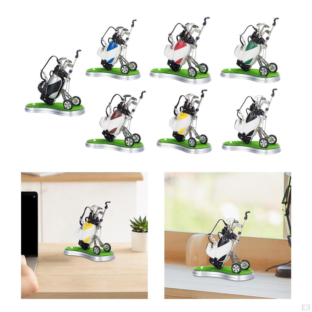 Golf Bag Miniature Pen Holder Souvenir 20x12x20cm Decorative Desk Toy for Home Office Book